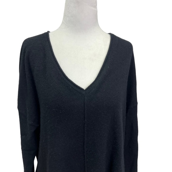 Autumn Cashmere Black V-Neck Pullover Oversized Cashmere Sweater Size S - Picture 8 of 11